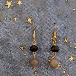 Elegant Gold and Black Dangle Earrings